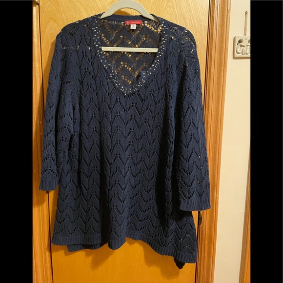 Navy blue plus size sweater - Picture 8 of 8